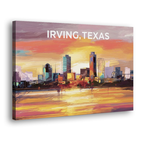Irving Cityscape Sunset - Canvas Wall Art - Side