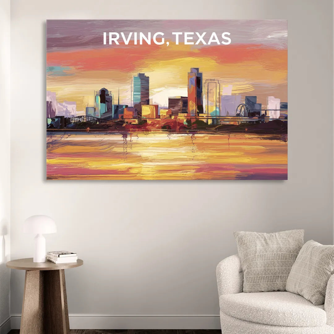 Irving Cityscape Sunset Sitting Room - Canvas Wall Art