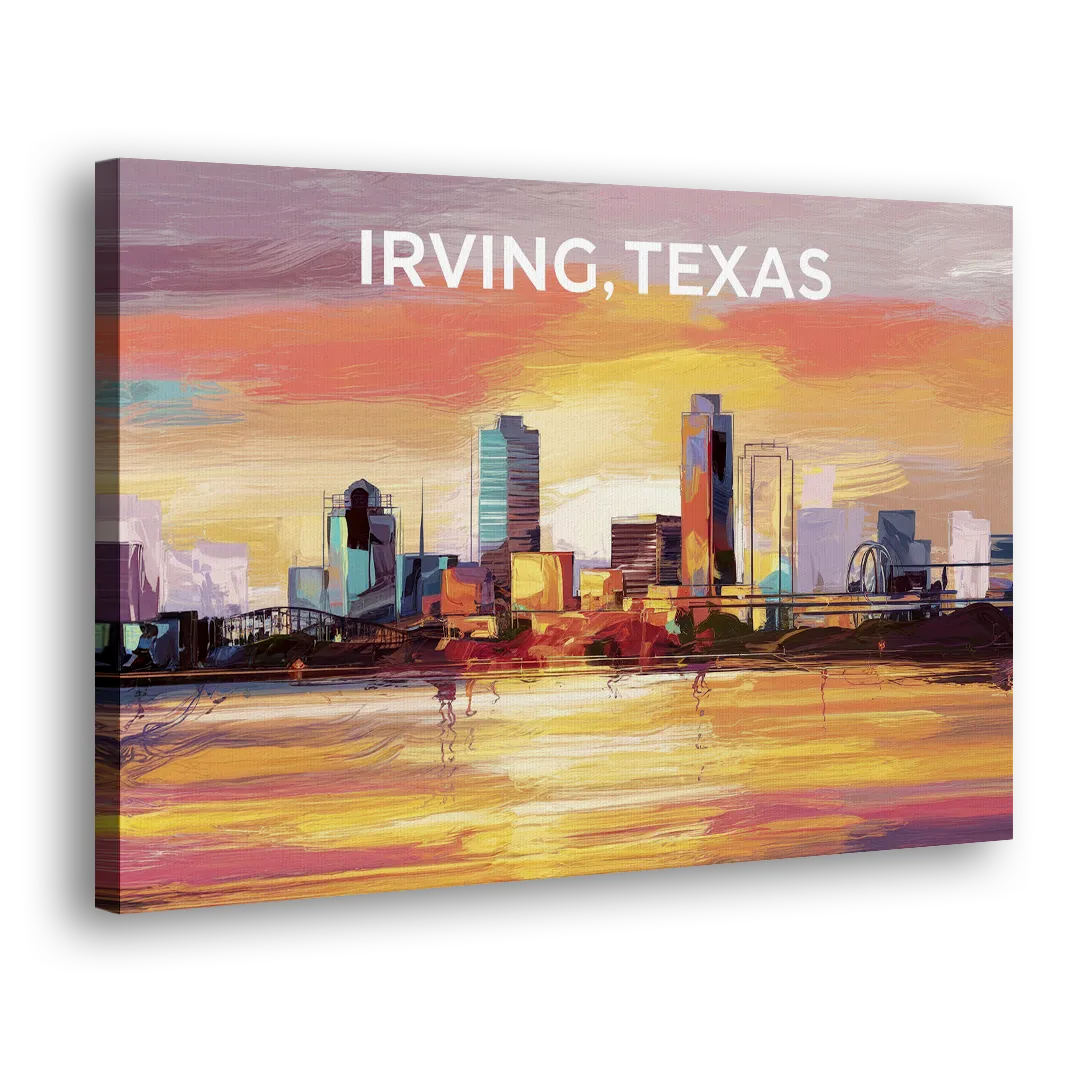 Irving Cityscape Sunset Side - Canvas Wall Art