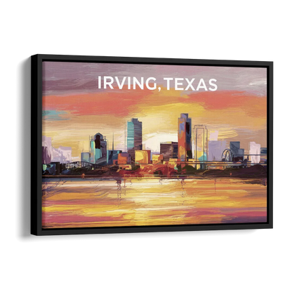 Irving Cityscape Sunset Side - Black Canvas Wall Art