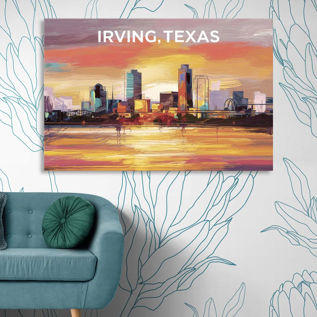 Irving Cityscape Sunset Living Room - Canvas Wall Art