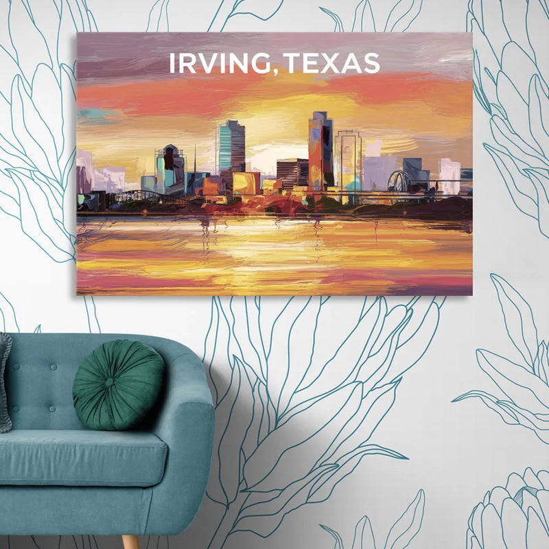 Irving Cityscape Sunset Living Room - Canvas Wall Art