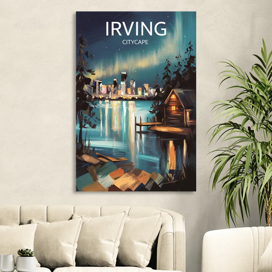 Irving Night Lights Living Room - Canvas Wall Art