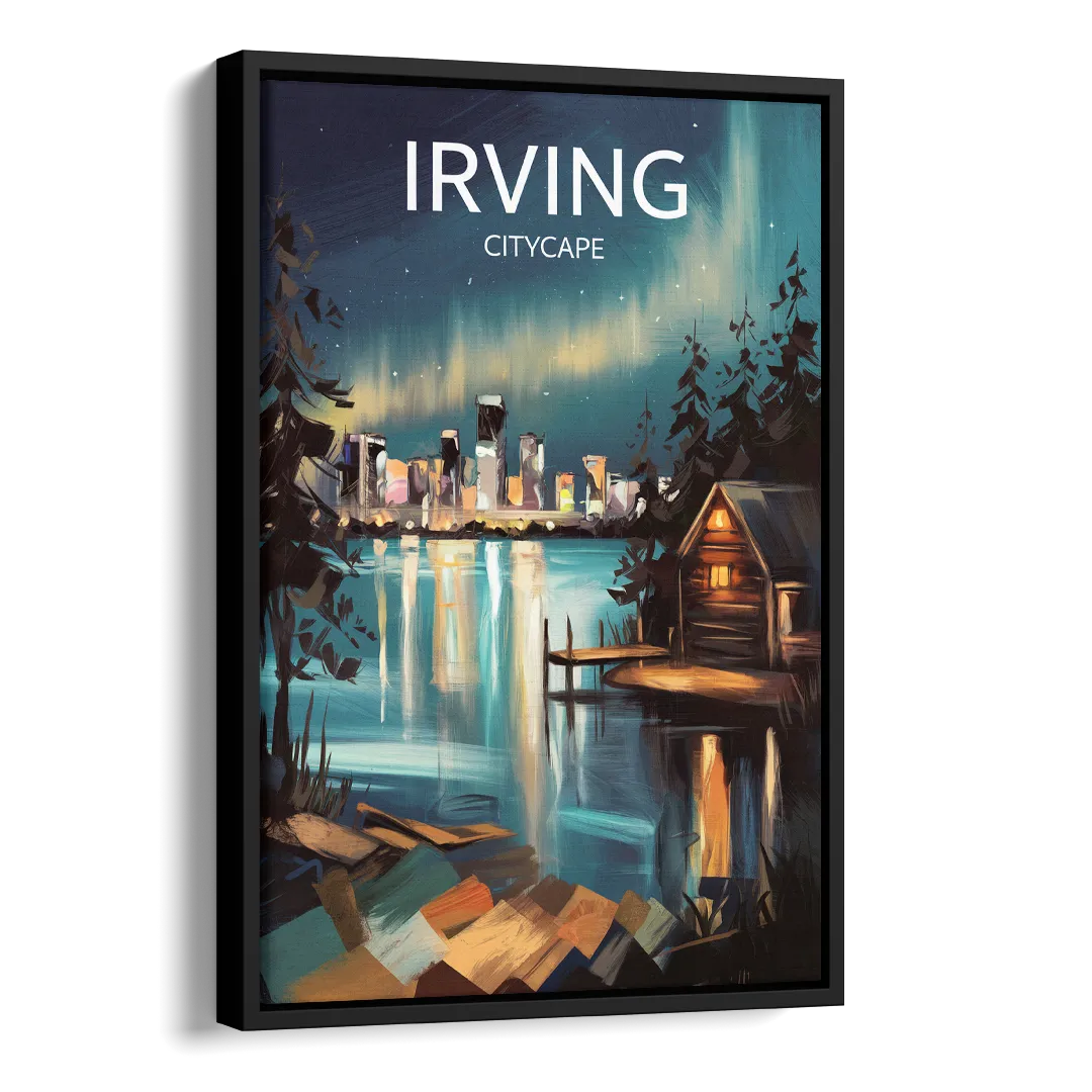 Irving Night Lights Side - Black Canvas Wall Art