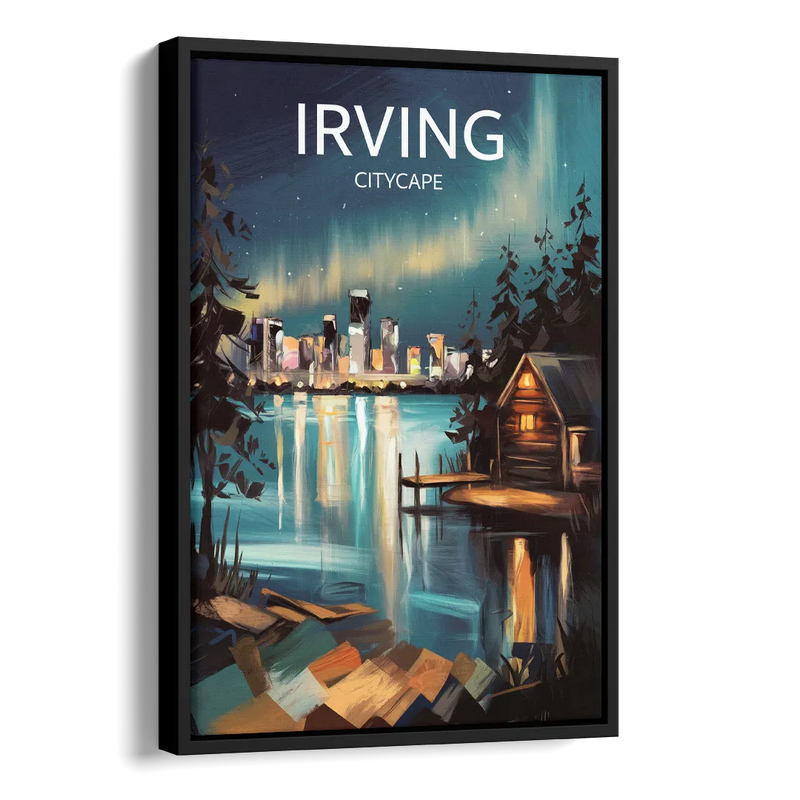 Irving Night Lights Side - Black Canvas Wall Art
