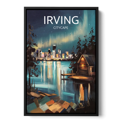 Irving Night Lights Front - Black Canvas Wall Art