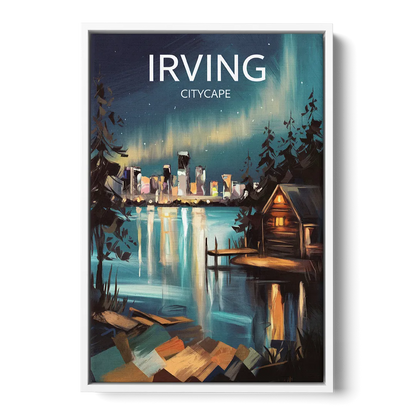Irving Night Lights Front - White Canvas Wall Art