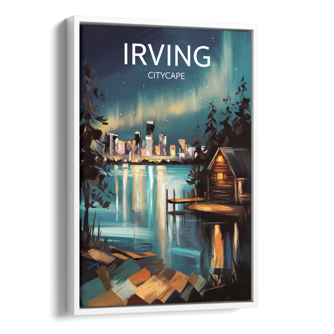 Irving Night Lights Side - White Canvas Wall Art