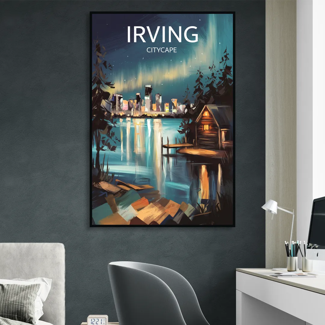 Irving Night Lights Sitting Room - Black Canvas Wall Art