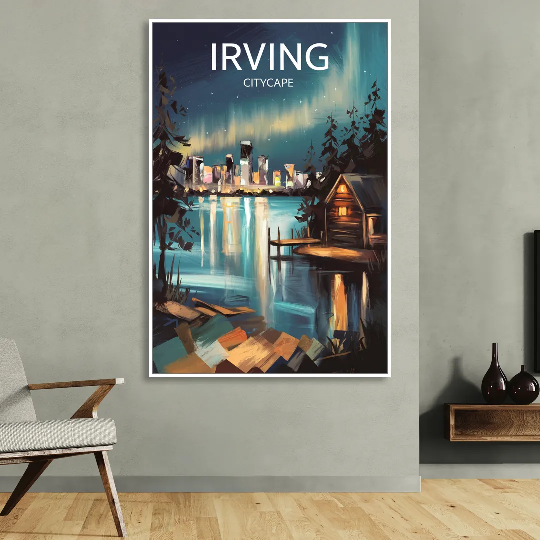 Irving Night Lights Sitting Room - White Canvas Wall Art