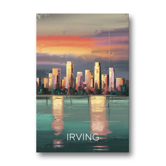 Irving Skyline Reflection - Canvas Wall Art - Front