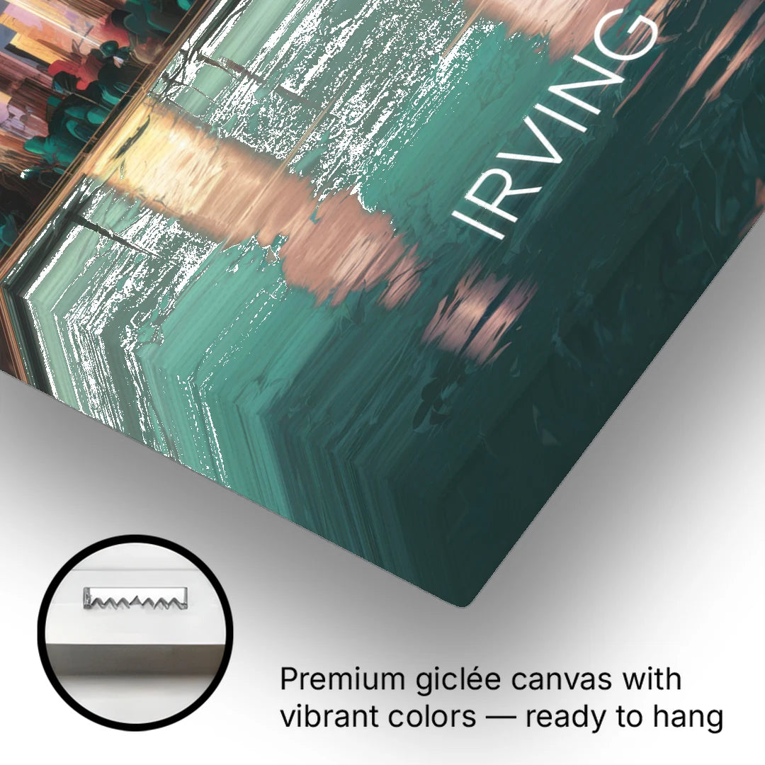 Irving Skyline Reflection - Canvas Wall Art - Gallery Wrap Corner