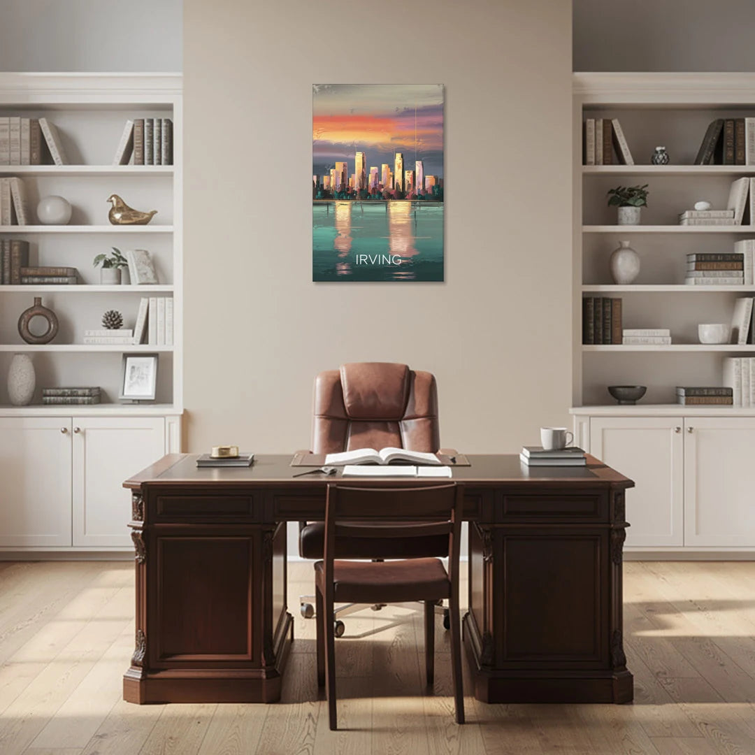 Irving Skyline Reflection - Canvas Wall Art - Office - 24x36