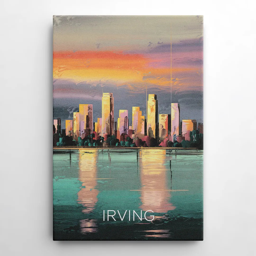 Irving Skyline Reflection - Canvas Wall Art