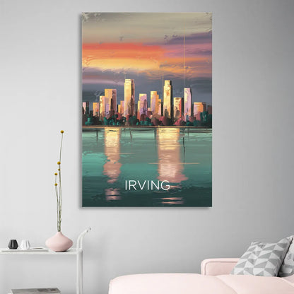 Irving Skyline Reflection Sitting Room - Canvas Wall Art