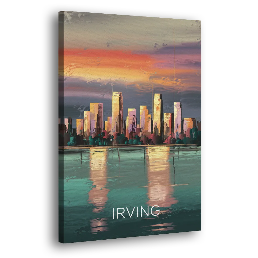 Irving Skyline Reflection Side - Canvas Wall Art