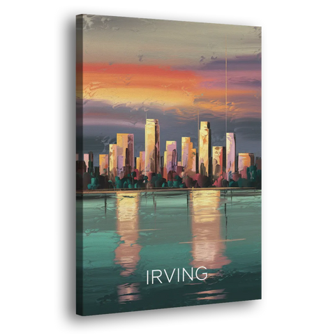 Irving Skyline Reflection - Canvas Wall Art