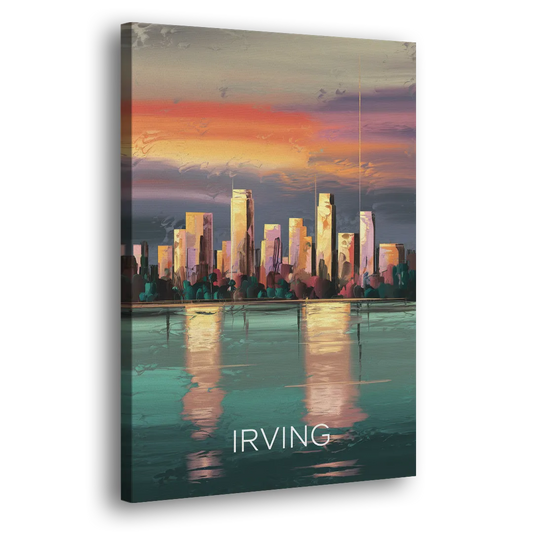 Irving Skyline Reflection Side - Canvas Wall Art