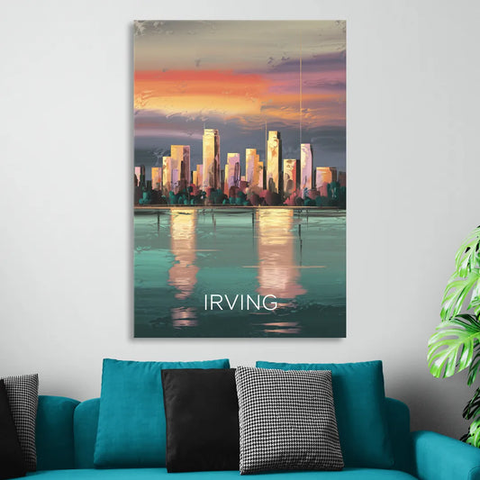 Irving Skyline Reflection Living Room - Canvas Wall Art