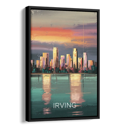 Irving Skyline Reflection Side - Black Canvas Wall Art