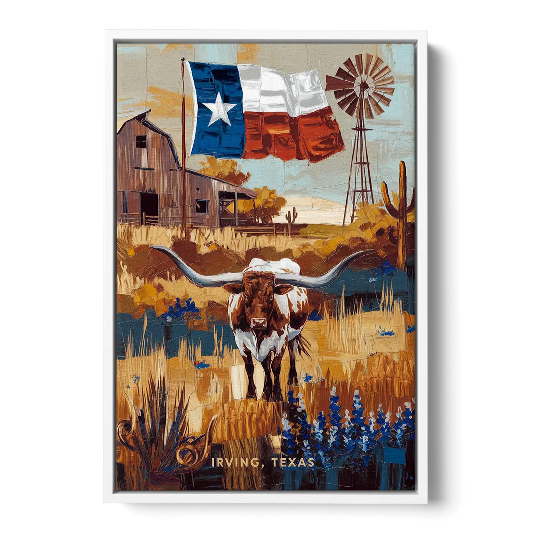 Irving Texas Pride Front - White Canvas Wall Art