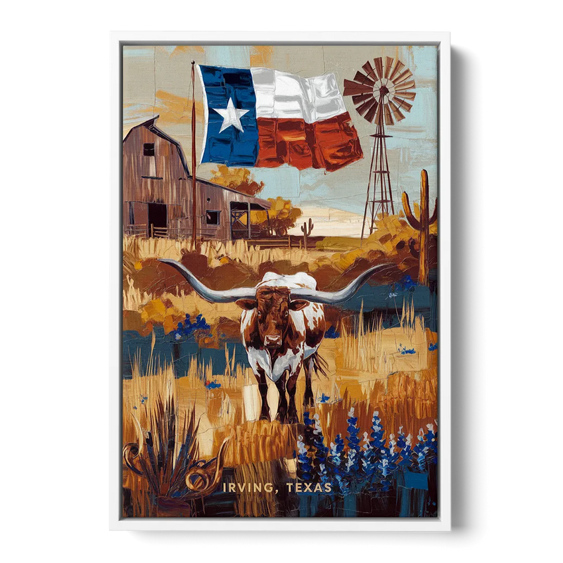 Irving Texas Pride Front - White Canvas Wall Art
