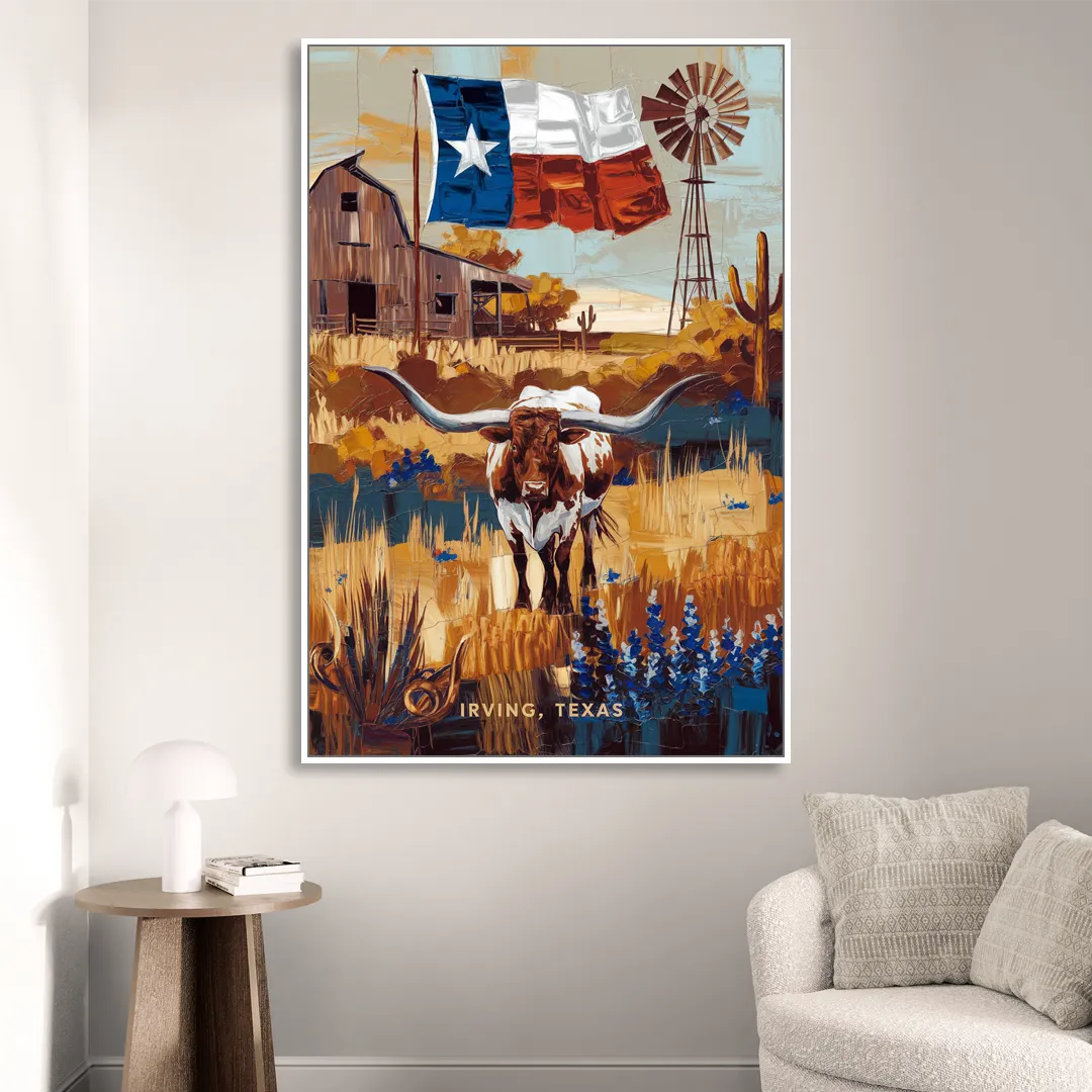 Irving Texas Pride Sitting Room - White Canvas Wall Art