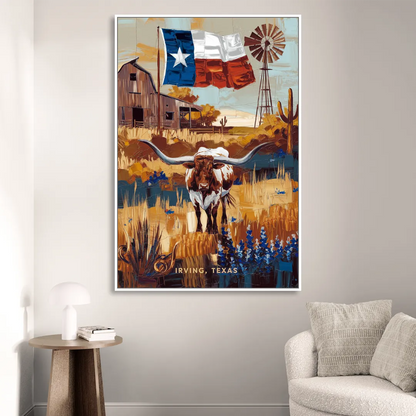 Irving Texas Pride Sitting Room - White Canvas Wall Art