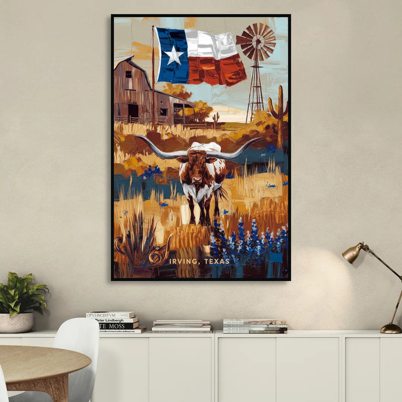 Irving Texas Pride Sitting Room - Black Canvas Wall Art