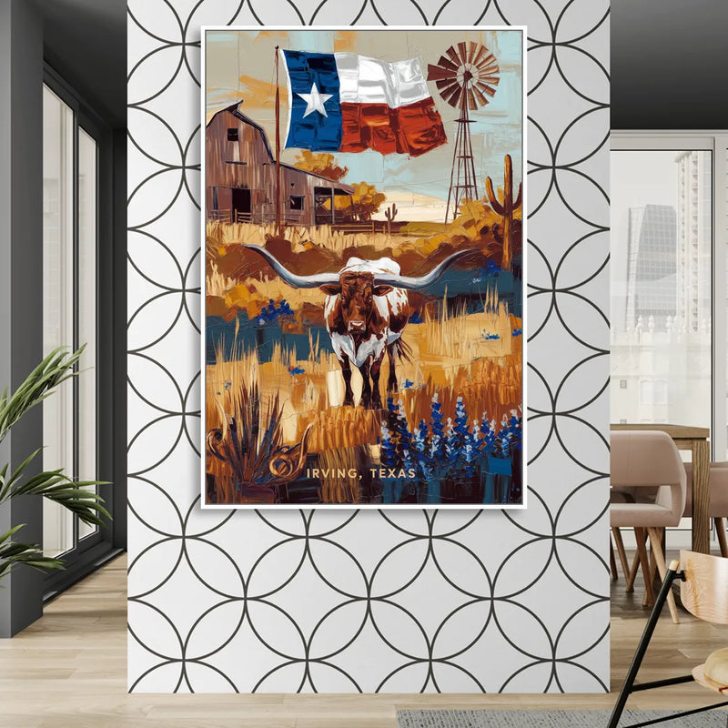 Irving Texas Pride Living Room - White Canvas Wall Art