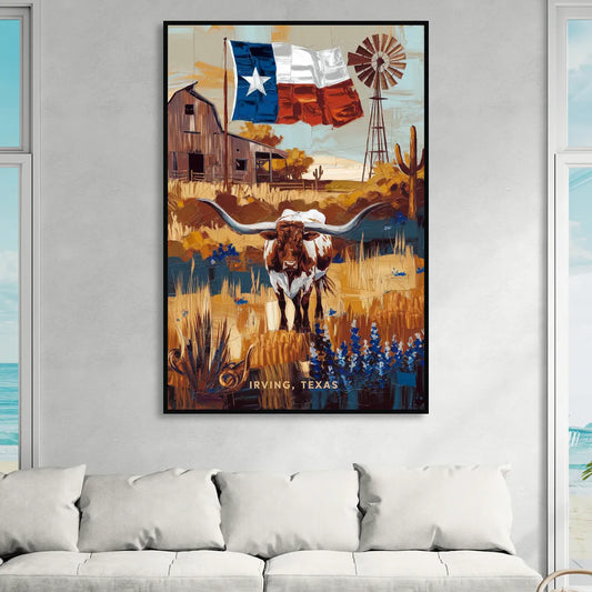 Irving Texas Pride Living Room - Black Canvas Wall Art