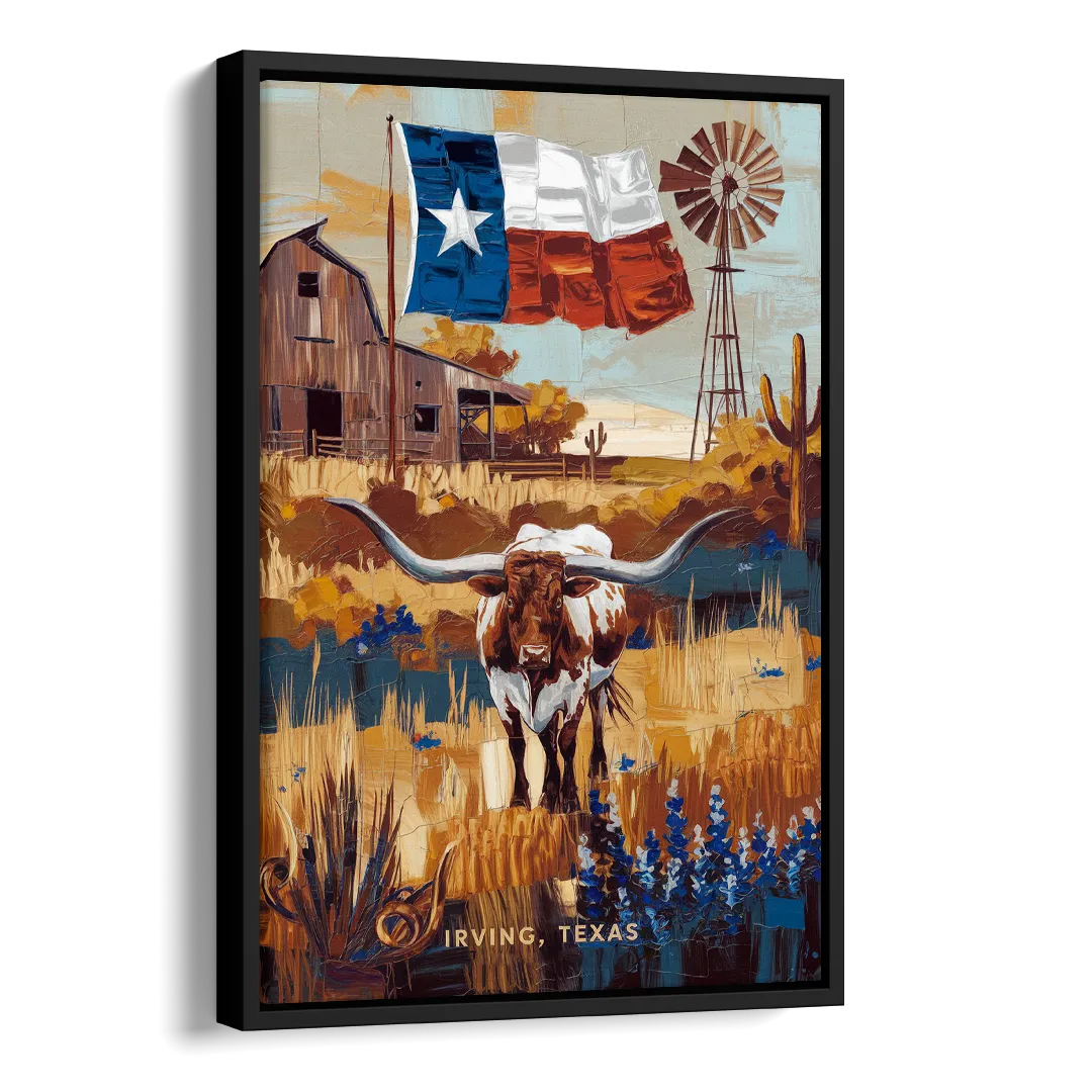 Irving Texas Pride Side - Black Canvas Wall Art