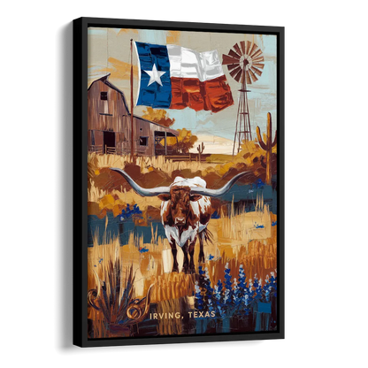 Irving Texas Pride Side - Black Canvas Wall Art