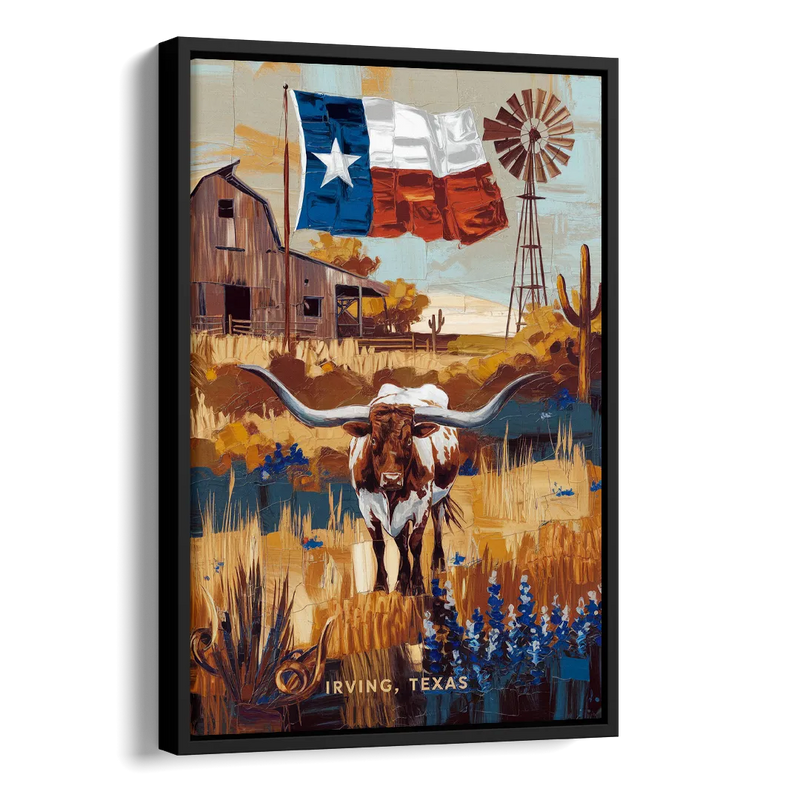 Irving Texas Pride Side - Black Canvas Wall Art