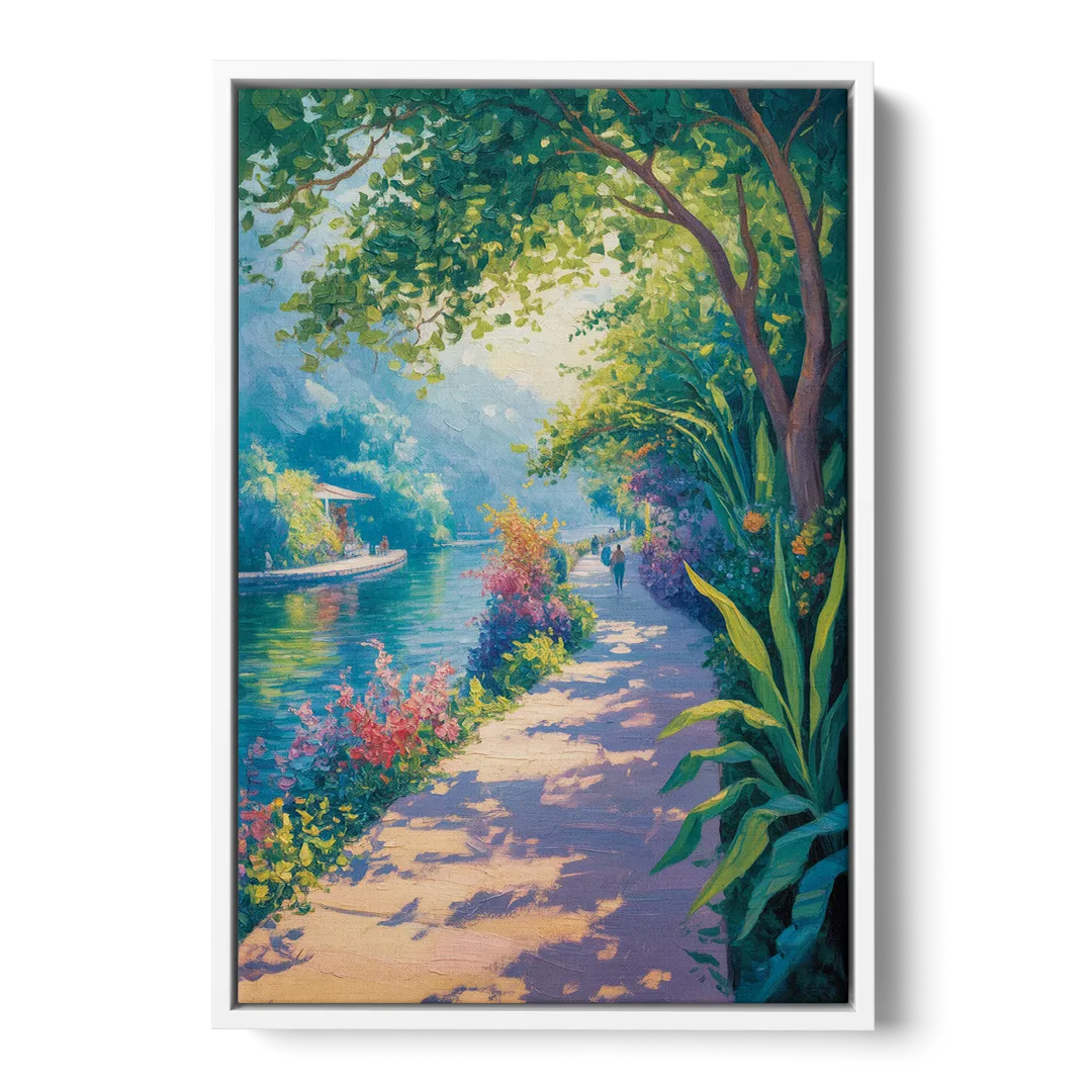 Isla Cuale River Walk Front - White Canvas Wall Art