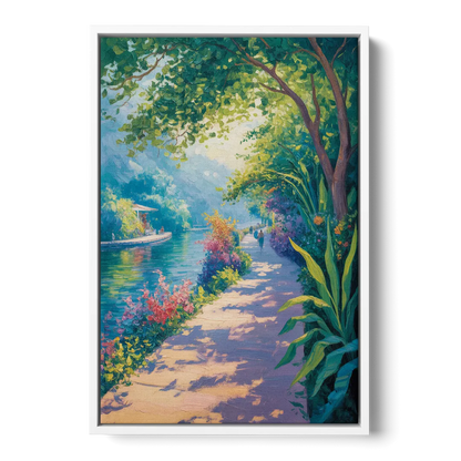 Isla Cuale River Walk Front - White Canvas Wall Art