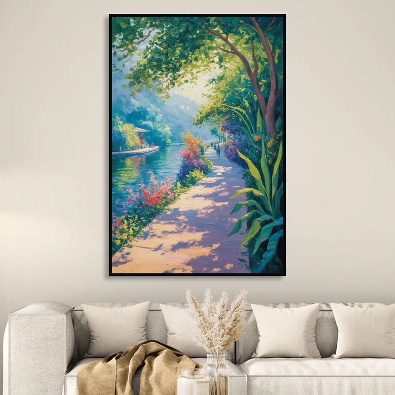 Isla Cuale River Walk Sitting Room - Black Canvas Wall Art