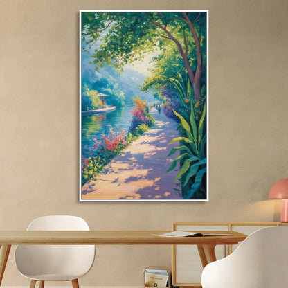 Isla Cuale River Walk Living Room - White Canvas Wall Art