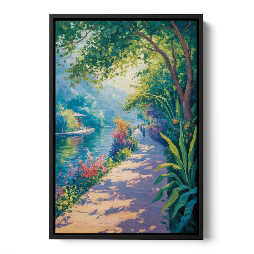 Isla Cuale River Walk Front - Black Canvas Wall Art