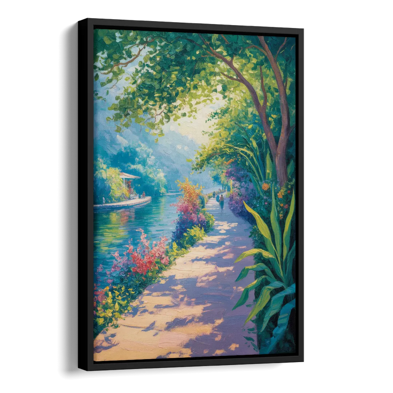 Isla Cuale River Walk Side - Black Canvas Wall Art
