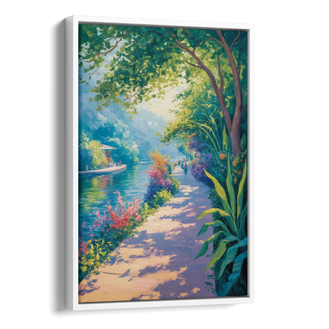 Isla Cuale River Walk Side - White Canvas Wall Art