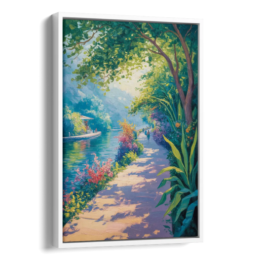 Isla Cuale River Walk Side - White Canvas Wall Art