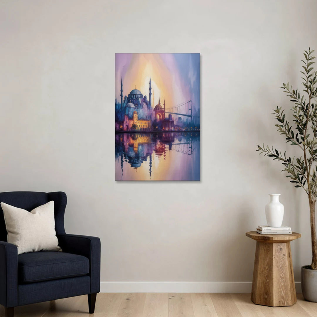 Istanbul Skyline Glow - Canvas Wall Art - Sofa - 24x36