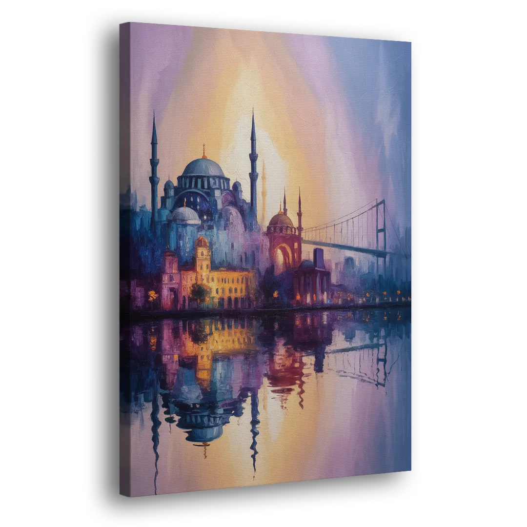 Istanbul Skyline Glow Side - Canvas Wall Art
