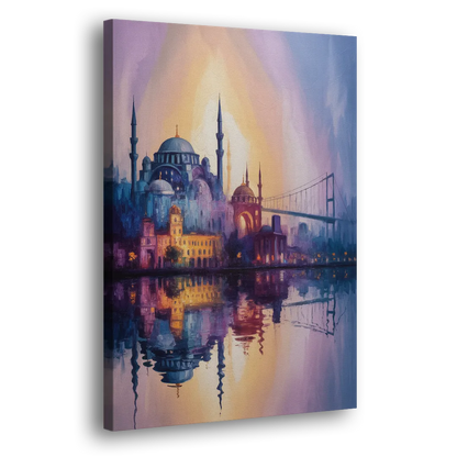 Istanbul Skyline Glow Side - Canvas Wall Art