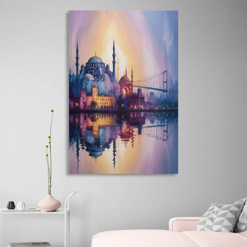 Istanbul Skyline Glow Living Room - Canvas Wall Art