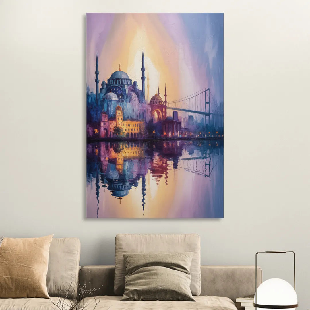Istanbul Skyline Glow Sitting Room - Canvas Wall Art