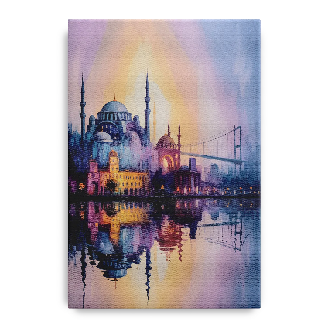 Istanbul Skyline Glow Front - Canvas Wall Art