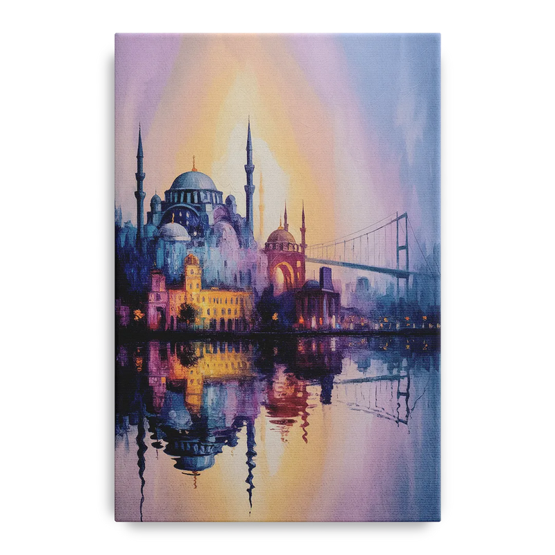 Istanbul Skyline Glow Front - Canvas Wall Art