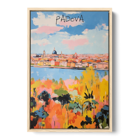 Italian Art of Padua in Autumn - Oak Framed Canvas Wall Art - Front